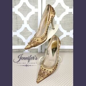 Nine West Casanova Brocade Beaded Pointed Toe Heels Size 6.5